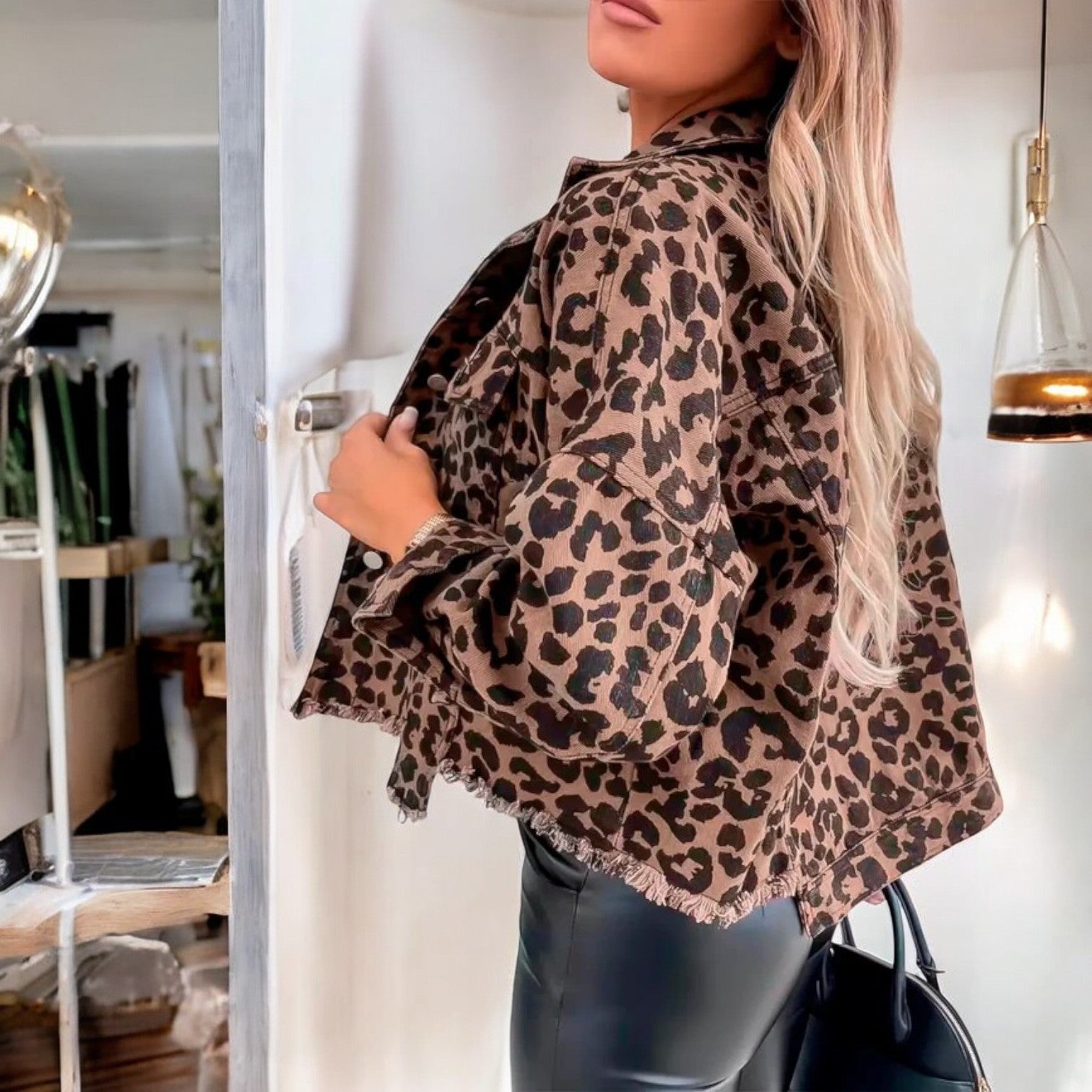 Glen & Femme | Džínová bunda s leopardím potiskem